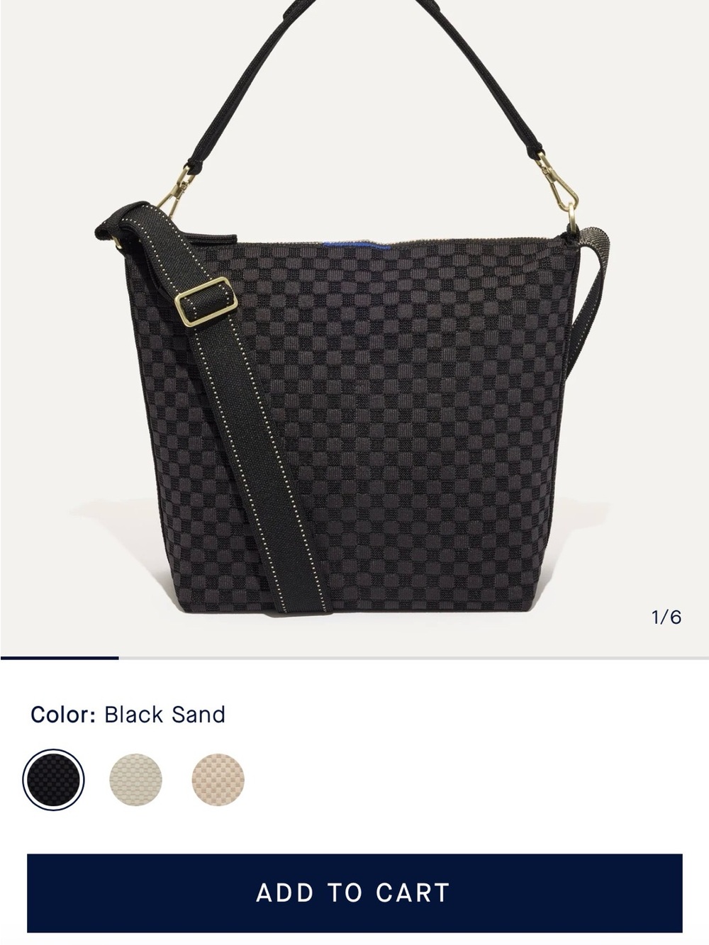 Rothy’s mini zip bucket bag in black sands